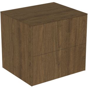 Conca wastafelmeubel 60x50x55cm 2 laden afdekblad zonder uitsnijding dark walnut