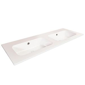 Wastafel 35 glans wit 121cm 2x kom met kraangat (i.c.m. meubel)