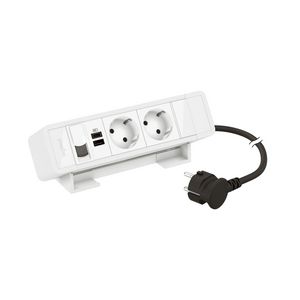 Bureaublok wit -2contactdoos+USB A+C+RJ45