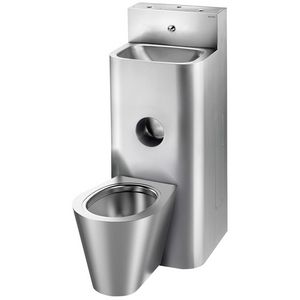 Combinatie wastafel+staand closet Combi KOMPACT WW/KW gecentreerd RVS 304 mat