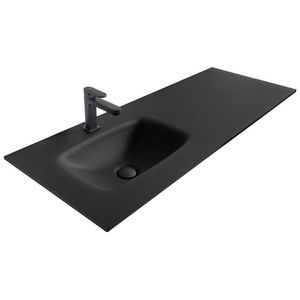 Wastafel 240 glas mat black 100.5x46cm 1x kom met kraangat (los besteld)