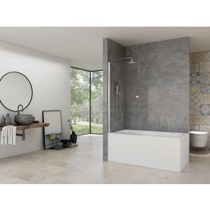 Badwand badklapwand 800-800x1500mm 6mm helder glas chroom muurprofiel