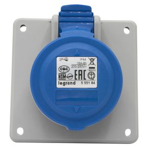 Inbouw WCD 230V 16A 3P IP44 kunstst. blauw 555184 P17
