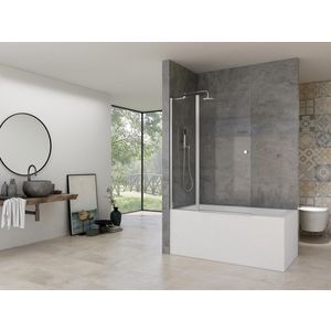 Badwand badklapwand 400-400x1500mm 6mm helder glas chroom muurprofiel stabilisatiestang