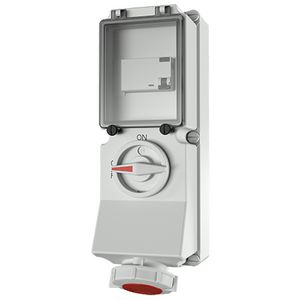 Wandcontactdoos 16A 5-polig 6H 400V IP67 v.v. FI