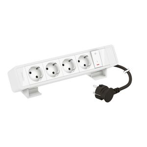 Bureaublok wit -4 contactdozen+verlichte schakelaar