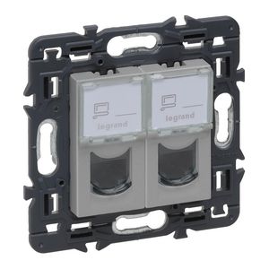 Wandcontactdoos 2xRJ45 UTP Cat. 6 ALU Valena Next