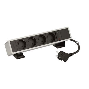 Bureaublok al.zwart -4 contactdozen+verlichte schakelaar