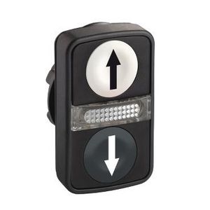 Dubbele kop drukknop 22mm Pijl omlaag/omhoog Zwart