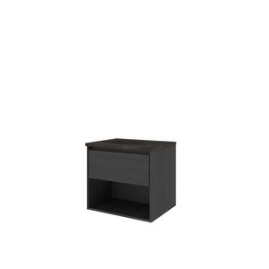 Set Proline hardsteen Elegant wastafel met 1 kraangat onderkast 1x lade+schap black oak 60x46cm