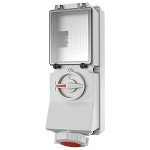 Wandcontactdoos 16A 5-polig  6H 400V IP67 DUO + rail