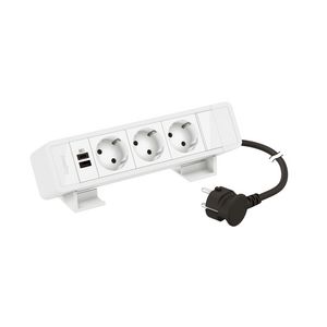 Bureaublok wit -3 contactdoos + 1 USB A+C