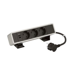 Bureaublk al.zwart -3contactdoos +1 USB A+C