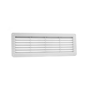 Kunststof ventilatierooster+gaas 370x123mm lichtgrijs
