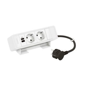 Bureaublok wit -2 contactdoos+1 USB A+C