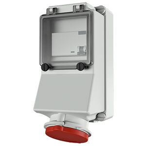 Wandcontactdoos 32A 5-polig  6H 400V IP44 + aardlek
