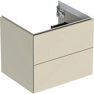 Wastafelonderkast 2x la 60cm zandgrijs hoogglans ONE