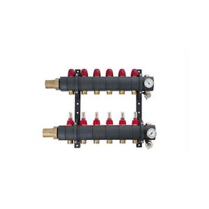 Vloerverwarmingsverdeler 7016HC kunststof 6-groeps pomploos incl. flowmeters
