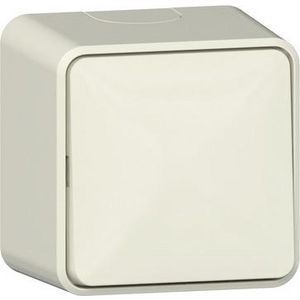 Wipschakelaar uit-wis + montageplaat Opbouw creme wit
