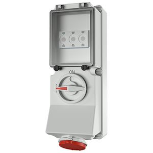 Wandcontactdoos 32A 5-polig  6H 400V IP44 DUO zek