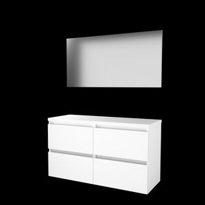 Set BASIC-46 onderkast 120cm Ice White (2x 60cm) greeploos 4x la tbv opbouwkom spiegel op plaat excl. afdekplaat (B46GL120TIW)