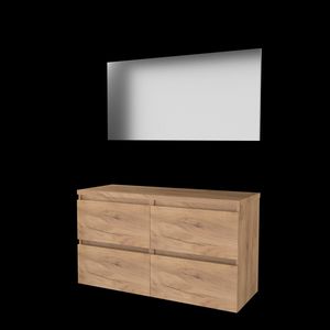 Set BASIC-46 onderkast 120cm Whisky Oak (2x 60cm) greeploos 4x la tbv opbouwkom spiegel op plaat excl. afdekplaat (B46GL120TWO)