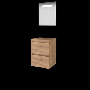 Set ECONOMIC-46 onderkast whisky oak 50cm greeploos 2x la tbv opbouwkom spiegel geïn. LED-verl. excl. afdekplaat (E46GL50TWO)