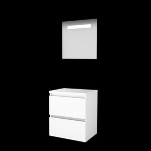 Set ECONOMIC-46 onderkast ice white 60cm greeploos 2x la tbv opbouwkom spiegel geïn. LED-verl. excl. afdekplaat (E46GL60TIW)