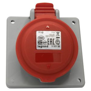 Inbouw Wandcontactdoos 400V 16A 4P IP44 kunstst. rood P17