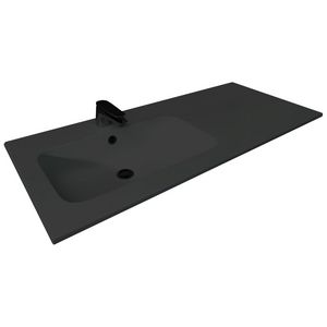 Wastafel 35 mat zwart 121cm 1x kom LI met kraangat (i.c.m. meubel)