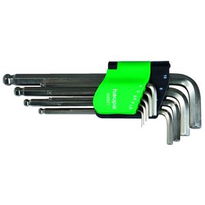 Stiftsleutelset inbus zeskant 1,5t/m10mm kogelkop 9 dlg lang