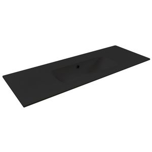 Wastafel 16 keramiek zwart 121x40.5cm 2 waskommen zonder kraangat (los besteld)