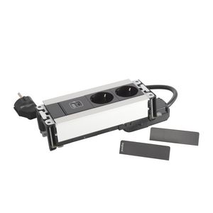 Bureau aansluitunit zwart 6 mod. 2 wandcontactdoos + USB 30W Multilink