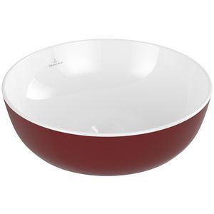 Opzetwaskom rond ARTIS Ø430mm kleur buitenzijde Bordeaux (rood) binnenzijde wit zonder overloop
