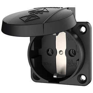 Inbouwwandcontactdoos 16A 2P+A 230V IP54 SCHUKO zwart
