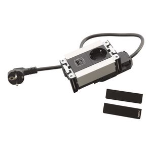 Bureau aansluitunit alu.zwart 4 mod. 1 contactdoos + USB Multilink