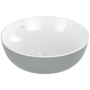 Opzetwaskom rond ARTIS Ø430mm kleur buitenzijde French Linen (grijs) binnenzijde wit zonder overloop