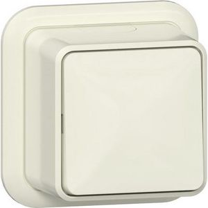 Wipschakelaar uit 2-p + K/P Opbouw creme wit