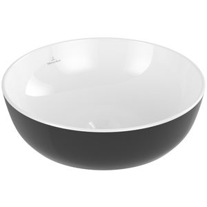 Opzetwaskom rond ARTIS Ø430mm kleur buitenzijde Coal Black binnenzijde wit zonder overloop