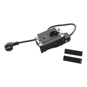 Bureau aansluitunit zwart 4 mod. 1 wandcontactdoos + USB Multilink