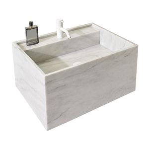 Wastafel 210 marmer wit mat 60cm met kraangat (los besteld)