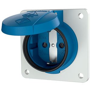Inbouwwandcontactdoos 16A 2P+A 230V IP54 SCHUKO blauw