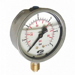 Manometer FR 214 MG1 RVS Glyc. rad. DN100 0-1,6B M1/2