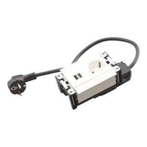 Bureau aansluitunit wit 4 mod. 1 contactdoos + USB Multilink