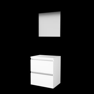 Set FRAMED-46 onderkast ice white 60cm greeploos 2x la tbv opbouwkom spiegel frame mat zwart excl. afdekplaat (F46GL60TIW)