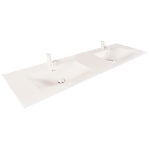 Wastafel 27 kunstmarmer 140.5cm 2x kom met kraangat (i.c.m. meubel)