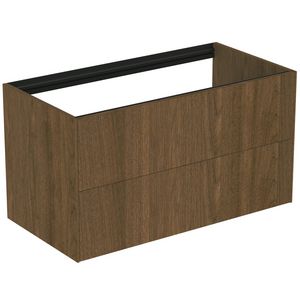Conca wastafelmeubel 100x50x55cm 2 laden zonder afdekblad dark walnut