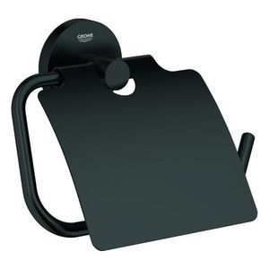Essentials toiletrolhouder met deksel mat zwart (prof)