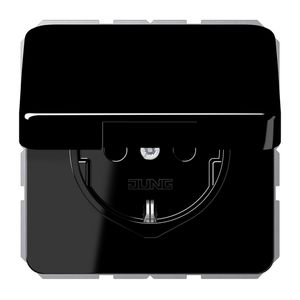 Wandcontactdoos CD500 zwart slagv.m.R/A klapdeksel