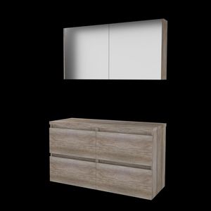 Set COMFORT-46 onderkast 120cm Scotch Oak (2x 60cm) greeploos 4x la tbv opbouwkom spiegelkast excl. afdekplaat (C46GL120TSO)